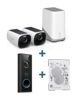 Eufy Combo Pack, Eufy Cam 3 T88713W1 2+1 4K IP67 Camera + Eufy E82101W4 Home Base Video Doorbell 2K + Seagate 1TB SATA HDD with Warranty