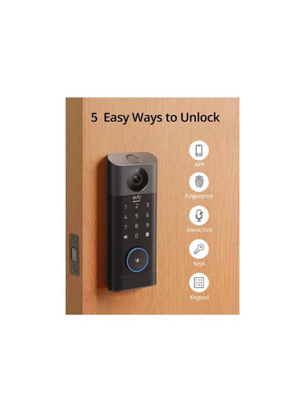 Eufy E8530KY1 3 in 1 Security S330 Video Smart Lock, Black with Warranty | E8530KY1