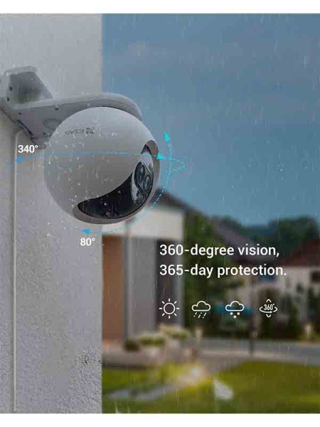 Ezviz C8PF 2mp WiFi Outdoor CCTV Camera, Dual-Lens Pan, 1080P Pan/Tilt/Zoom WiFi Camera,  AI-Powered Person Detection Security Cam, IP65 Waterproof, Support MicroSD Card up to 512GB with Warranty | C8PF