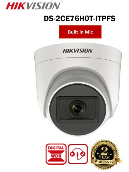 Hikvision DS-2CE76H0T-ITPFS 5 MP Audio Indoor Fixed Turret Camera | DS-2CE76H0T-ITPFS