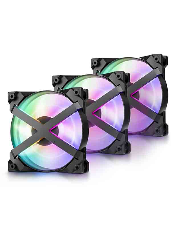 DeepCool CF120 Plus 3 Pack RGB 120mm Fan, Addressable RGB LED Lighting 3 pack,120mm PWM Fan | DP-F12-AR-CF120P-3P