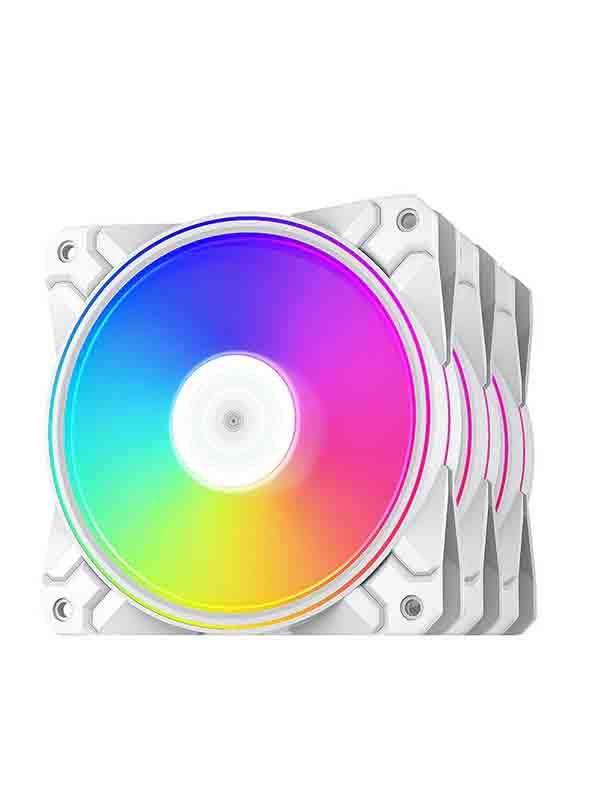 DeepCool CF120 Plus 3 Pack RGB 120mm Fan, White |  DP-F12-AR-CF120P-WH-3P