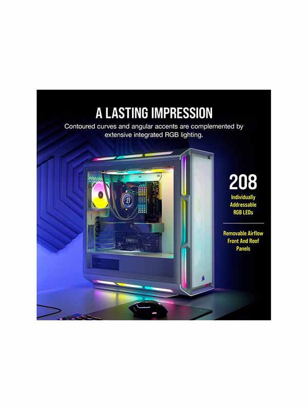 Corsair iCUE 5000T RGB Tempered Glass Mid-Tower ATX PC Case, White with Warranty 