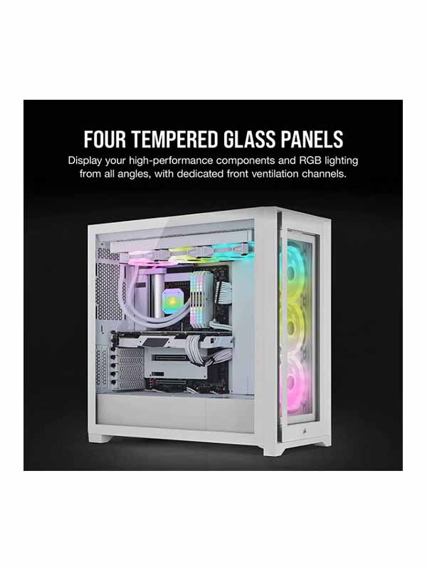 Corsair iCUE 5000X RGB QL Edition Mid Tower ATX Case with 4 QL120 RGB Fans, Tempered Glass, White | CC-9011233-WW