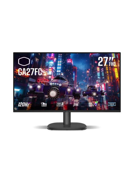 Cooler Master GA27FC, Cooler Master Gaming Monitor, 27" Full HD IPS Display, 1920x1080 Resolution, 120Hz Refresh Rate, 1ms MPRT / 4ms GtG Response Time, Adaptive Sync, HDMI 1.4, VGA, Tilt Stand, Black with Warranty | CMI-GA27FC