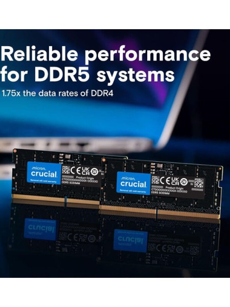 Crucial CT16G56C46S5, 16GB DDR5-5600 SO-DIMM Laptop RAM, PC5-44800, CL46, 262-Pin, 1.1V with Warranty | CT16G56C46S5