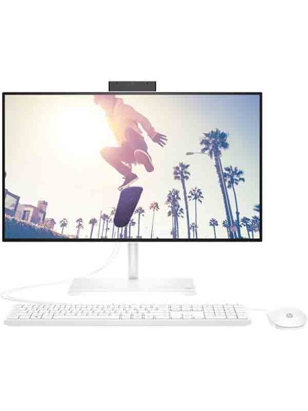 HP 24-CB1023NH All In One Desktop, 23.8inch FHD Touch Screen, 12th Gen Intel Core i5-1235U Processor, 8GB RAM, 512GB SSD, Intel Iris Xe Graphics, DOS, White, Keyboard & Mouse with Warranty | hp cb1023nh aio 6V337EA