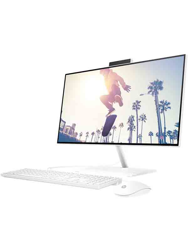 HP 24-CB1023NH All In One Desktop, 23.8inch FHD Touch Screen, 12th Gen Intel Core i5-1235U Processor, 8GB RAM, 512GB SSD, Intel Iris Xe Graphics, DOS, White, Keyboard & Mouse with Warranty | hp cb1023nh aio 6V337EA