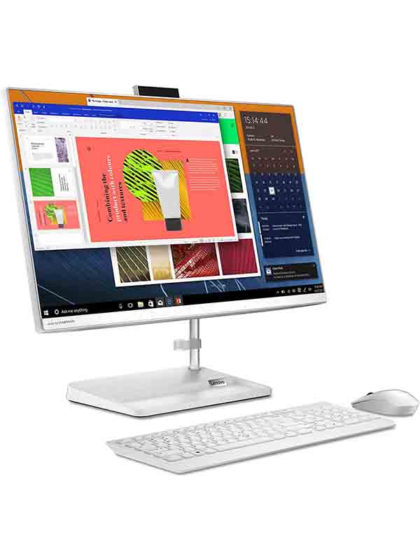 Lenovo IdeaCentre AIO 3 24ITL6, 23.8inch FHD Touch Screen PC, 11th Gen Intel i5-1135G7, 8GB RAM, 1TB HDD + 128GB SSD, NVIDIA GeForce MX450 2GB GDDR6 Graphics, DOS, White with Warranty | F0G00094AX