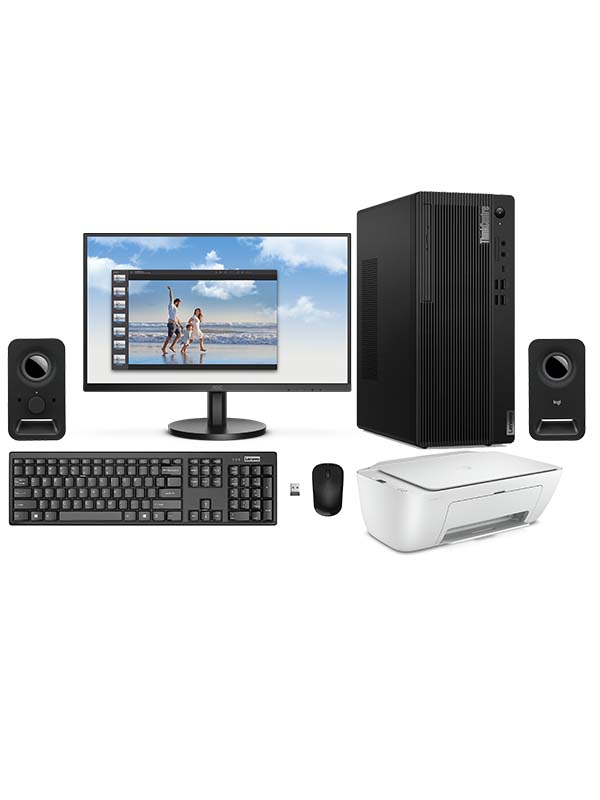 Lenovo Thinkcentre M70T G3 Desktop,  AOC 21.5inch Monitor, HP All-in-One Wireless Printer, Computer Speaker, English & Arabic Keyboard- Offer Pack 