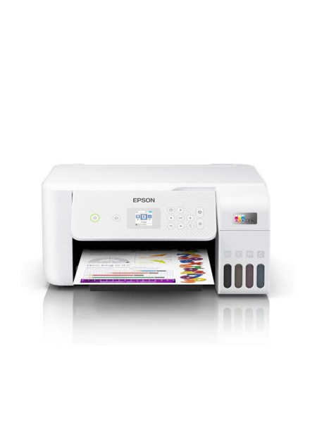 Epson EcoTank L3266 3-in-1 Wireless Ink Tank Printer, Print Scan Copy, 10ipm Mono, 5ipm Colour, Wi-Fi Direct, 3.7cm Colour LCD, White | C11CJ66416