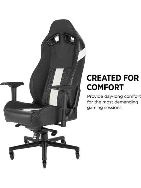 Corsair T2 Road Warrior, High Back Desk Gaming and Office Chair - White | CF-9010007-WW