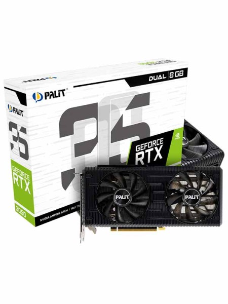 Palit GeForce RTX 3050 Dual 8GB, GDDR6, 128 bit Memory, 1777 MHz Boost Clock, 130W Power Graphics Card with Warranty | Palit RTX3050