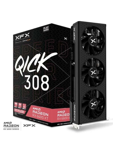 XFX Speedster QICK 308 AMD Radeon RX 6600 XT Black Gaming Graphics Card with 8GB GDDR6, AMD RDNA 2 | RX-66XT8LBDQ
