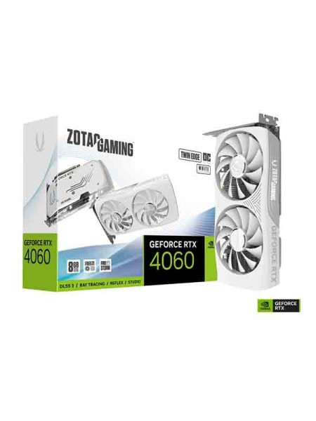 Zotac GeForce RTX 4060 8GB Twin Edge OC Gaming Graphics Card, White Edition with Warranty | ZT-D40600Q-10M