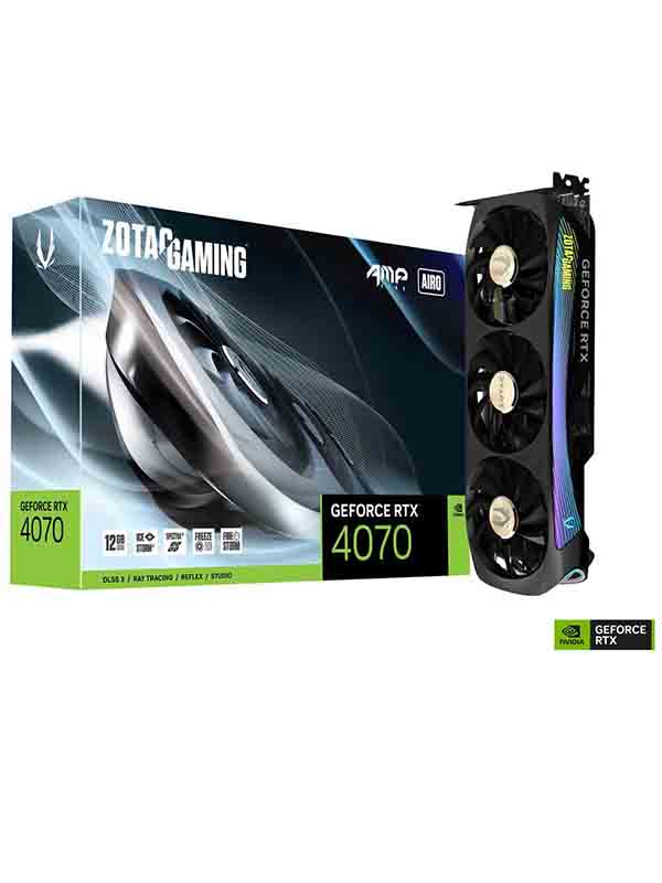 Zotac GeForce RTX 4070 AMP AIRO DLSS 3 12GB GDDR6X 192-bit 21 Gbps PCIE 4.0 Gaming Graphics Card, IceStorm 2.0 Advanced Cooling, Spectra 2.0 RGB Lighting with Warranty, ZT-D40700F-10P