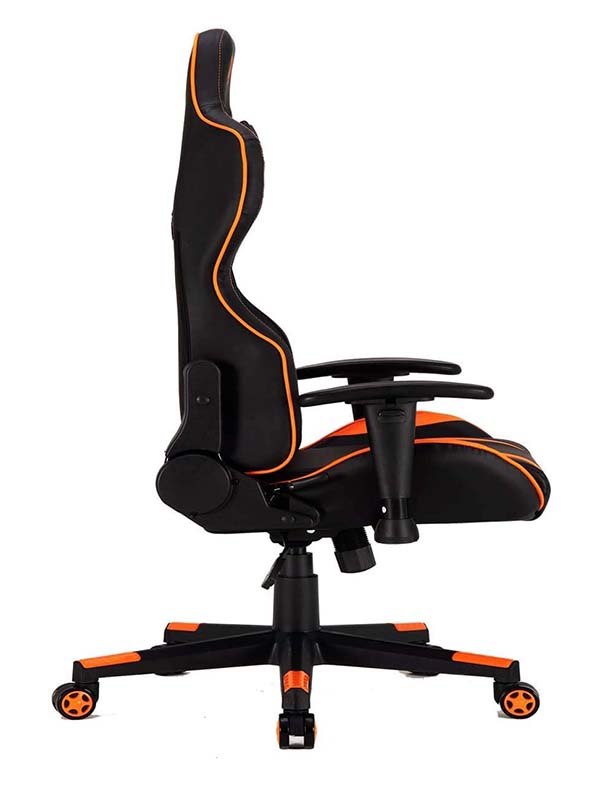 MEETION CHR15 Imitation Leather Comfortable 180 ° Adjustable Backrest Gaming Chair, Black & Orange 