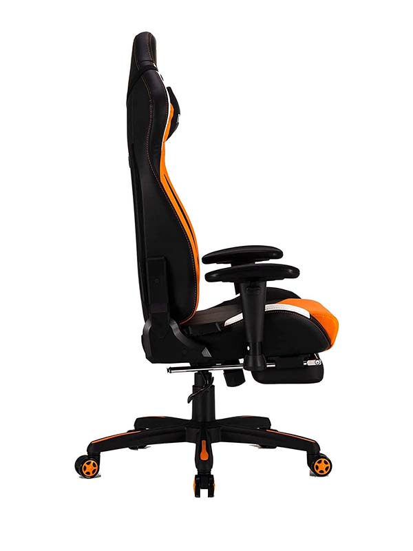 MEETION CHR22 Adjustable Handrail Comfortable Reclining Scalable Footrest Gaming Chair, Black & Orange 
