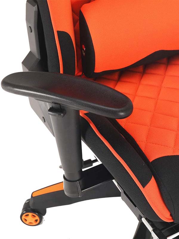 MEETION CHR25 Adjustable Handrail Scalable Footrest Massager Lumbar Pillow Gaming Chair, Black & Orange 