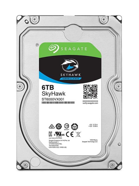 SEAGATE 6TB SkyHawk Surveillance HDD, 5400rpm SATA 6Gb/s 256MB Cache 3.5-Inch | ST6000VX001