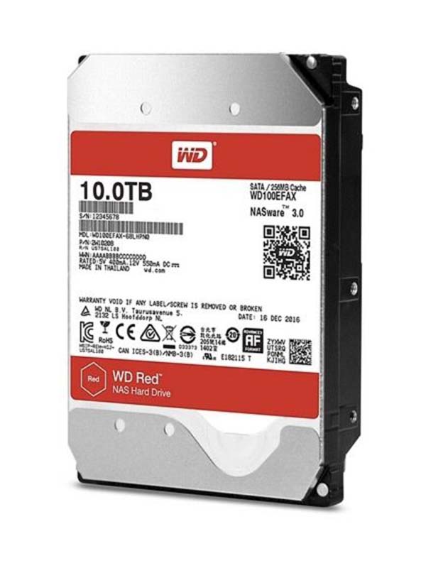 WD Red 10TB NAS HDD, 5400rpm Class SATA 6 Gb/S, 3.5 Inch | WD100EFAX