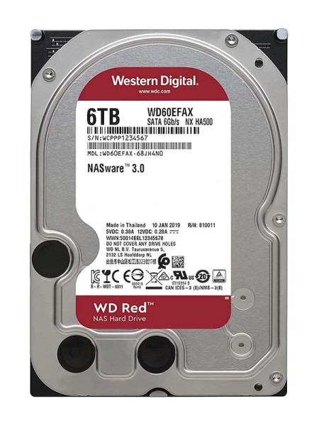 WD Red 6TB NAS HDD, 5400rpm, SATA 6 Gb/s, 3.5 Inch | WD60EFAX