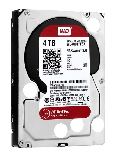 WD Red Pro 4TB NAS HDD, 7200rpm, SATA 6 Gb/s, 3.5 Inch | WD4001FFSX