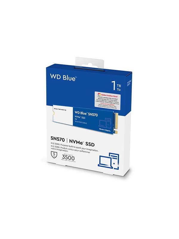Western Digital 1TB WD Blue SN570 NVMe Internal Solid State Drive, Gen3 x4 PCIe 8Gb/s, M.2 2280, Up to 3,500 MB/s with Warranty | WDS100T3B0C