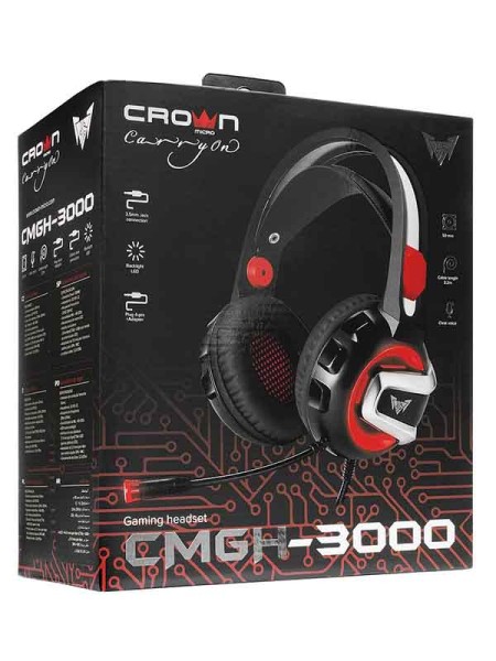 Crown Gaming Headset CMGH-3000, Black & Red