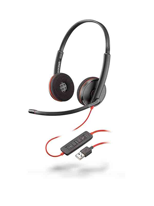 Plantronics Blackwire 3220 Wired Dual-Ear Headset with Boom Mic - USB-A to connect to your PC and/or Mac with Warranty 