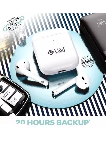 U&I TWS 5400 Casino Series Wireless earphone with 20 Hr battery backup  | TWS 5400