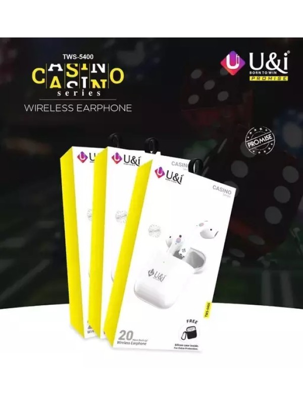 U&I TWS 5400 Casino Series Wireless earphone with 20 Hr battery backup  | TWS 5400