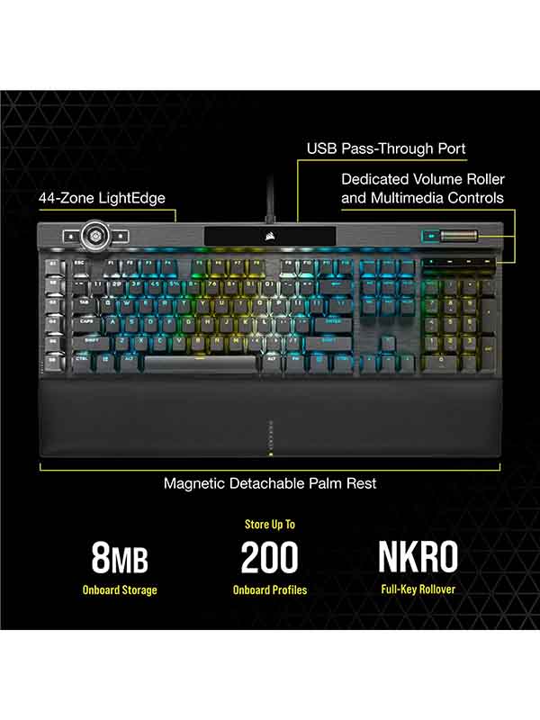 CORSAIR K100 RGB Optical-Mechanical MX Speed Gaming Keyboard, Black - CH-912A014