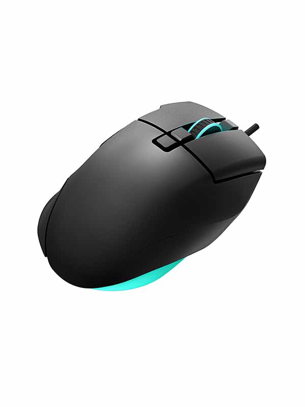 DeepCool MG350 FPS Gaming Mouse, Omron Mouse Switch, USB Cable Connectivity, 8 Programmable Button, 400 IPS, 40g Acceleration, Cyan Single Color Lighting System, Black | MG350
