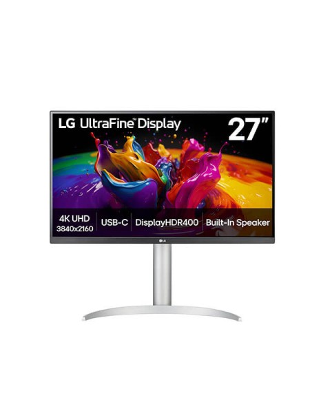 LG 27UP850K-W UltraFine 27-inch 4K UHD IPS Monitor, 60Hz, 5ms GTG, VESA DisplayHDR 400, DCI-P3 95%, USB-C 90W, AMD FreeSync, HDMI, DisplayPort, 10W Speakers, Height/Pivot Stand, White | 27UP850K-W