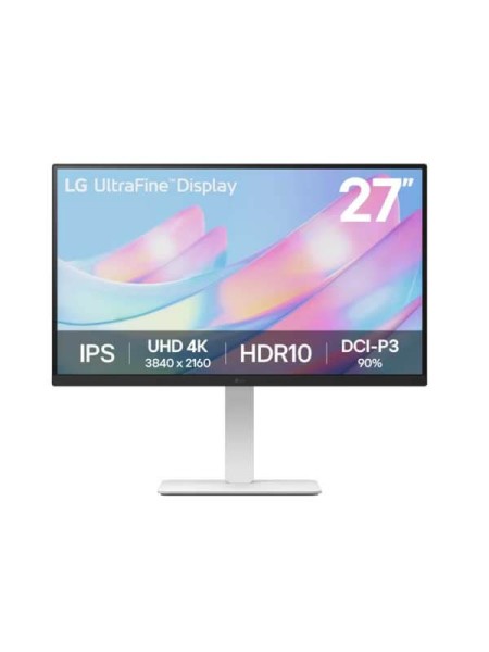 LG 27US550-W, LG UltraFine Monitor, 27-Inch UHD 4K IPS Display, 3840x2160 Resolution, 60Hz Refresh Rate, 5ms Response Time, HDR10, DCI-P3 90%, HDMI, DisplayPort 1.4, Height/Swivel/Pivot Stand | 27US550-W