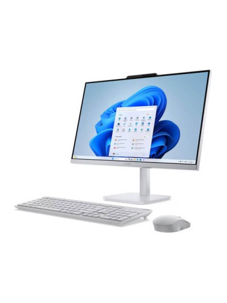 Lenovo A100 F0J60043PS All-in-One Desktop PC, Intel Core i3-N305, 8GB DDR4-3200, 512GB PCIe NVMe SSD, 23.8-inch FHD IPS 60Hz, Wi-Fi 6, Wireless English Keyboard & Mouse, DOS, Cloud Grey