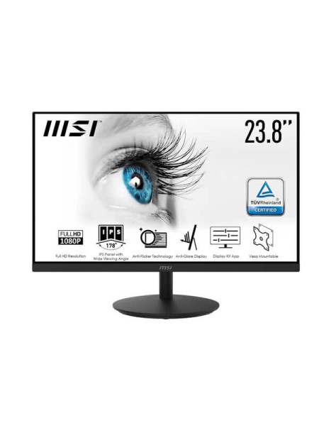 MSI PRO MP242, 23.8-Inch Full HD IPS Business Monitor, 1920x1080 Resolution, 75Hz Refresh Rate, 5ms Response Time, 99.1% sRGB, Anti-Flicker, Less Blue Light, HDMI, VGA, Dual 2W Speakers, VESA Mount | PRO MP242