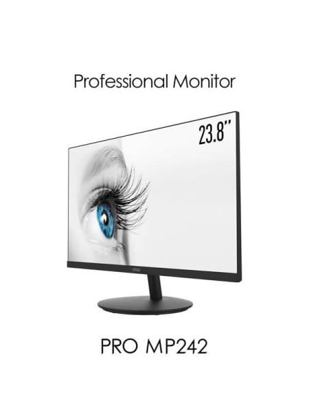 MSI PRO MP242, 23.8-Inch Full HD IPS Business Monitor, 1920x1080 Resolution, 75Hz Refresh Rate, 5ms Response Time, 99.1% sRGB, Anti-Flicker, Less Blue Light, HDMI, VGA, Dual 2W Speakers, VESA Mount | PRO MP242