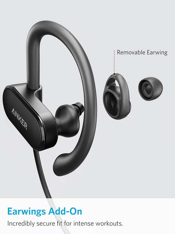 Anker Soundbuds Curve In Ear Lightweight Sports Waterproof Wireless Bluetooth Headphones, Black with Warranty 