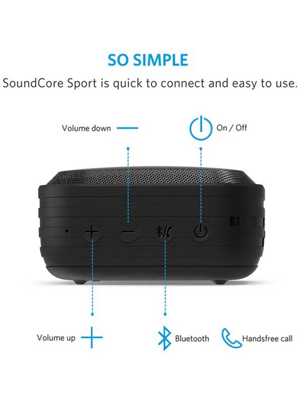 Anker Soundcore Sport Mini Portable Wireless Bluetooth Speaker, Black with Warranty 