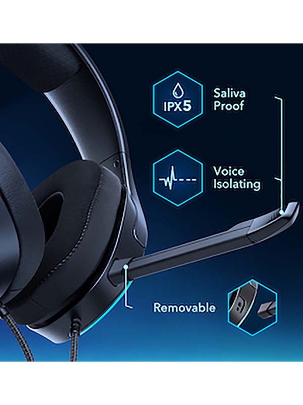 Anker Soundcore Strike 3 Gaming Headset, PS4 Headset, PC Headset, 7.1 Surround Sound, Black with Warranty 