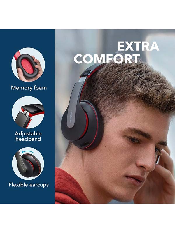 Anker Soundcore Life Q10 Wireless Bluetooth Headphones, Red & Black with Warranty 