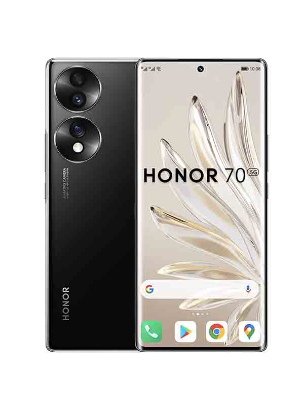 Honor 70 5G Smartphone Black, 8GB RAM, 256GB Storage, 6.67inch Curved OLED Screen, 54MP Triple Rear Camera, 4800 mAh Battery with Warranty