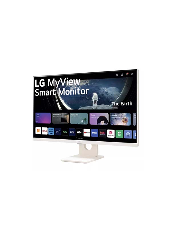 LG 27SR50F-W, 27 inch Smart FHD IPS Monitor, webOS Smart Monitor, 60 Hz Refresh Rate, 1920 x 1080 Resolution, Airplay 2, Screen Share, Bluetooth, White | 27SR50F-W