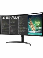 LG 35 inch Curved UltraWide Monitor QHD (3440x1440), HDR 10, 100Hz, AMD FreeSync, USB Type-C, OnScreen Control, Flicker Safe, Speakers, Black - 35WN75C with Warranty