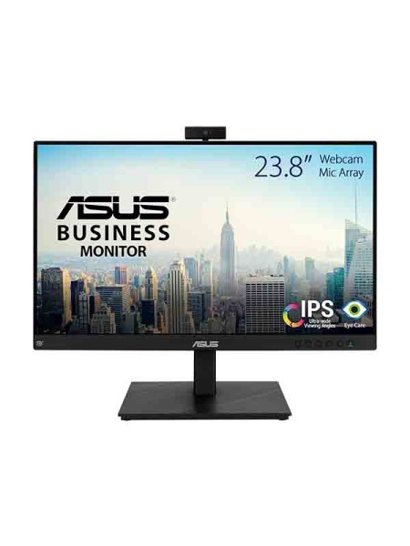 Asus BE24EQSK, 23.8" Video Conferencing IPS Monitor, IPS 1920 x 1080 Resolution, 75Hz Refresh Rate, Frameless, 1080p Webcam, Mic Array, Speakers, Ergonomic Design, HDMI, Eye Care | BE24EQSK