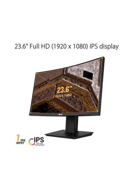 Asus TUF VG24VQR, 23.6" Curved Gaming Monitor, FHD 1920 x 1080 Resolution, 165Hz Refresh Rate, Extreme Low Motion Blur™, FreeSync™ Premium, 1ms (MPRT), Shadow Boost, Black with Warranty | VG24VQR