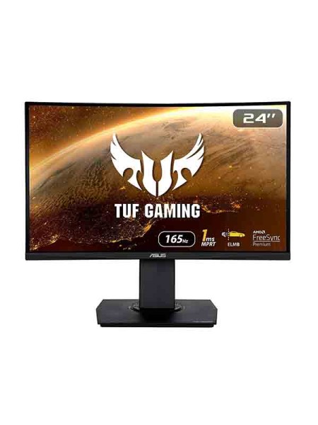 Asus TUF VG24VQR, 23.6" Curved Gaming Monitor, FHD 1920 x 1080 Resolution, 165Hz Refresh Rate, Extreme Low Motion Blur™, FreeSync™ Premium, 1ms (MPRT), Shadow Boost, Black with Warranty | VG24VQR