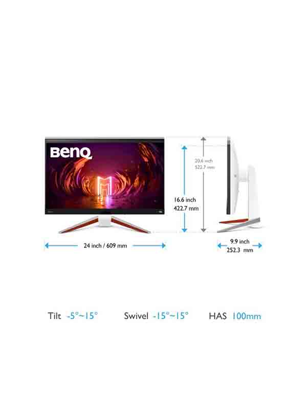 BenQ MOBIUZ EX2710U, 27inch 4K UHD IPS Gaming Monitor, 144Hz 1ms GtG, HDR 600, HDRi, HDMI 2.1, 98% P3, FreeSync Premium Pro, Eye-Care, Microphone, Built-in Speaker, Remote Control, Black & White with Warranty | BenQ EX2710U